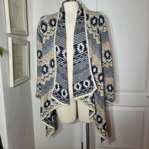 Red Camel Open Knit Cardigan Tribal Aztec colorful  Small